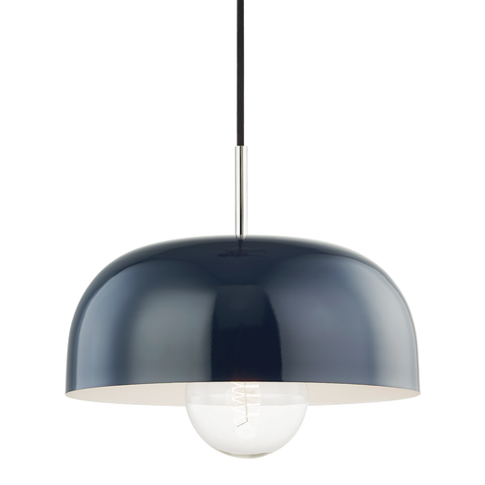 Avery Pendant in Polished Nickel/navy Finish