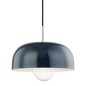 Avery Pendant in Polished Nickel/navy Finish