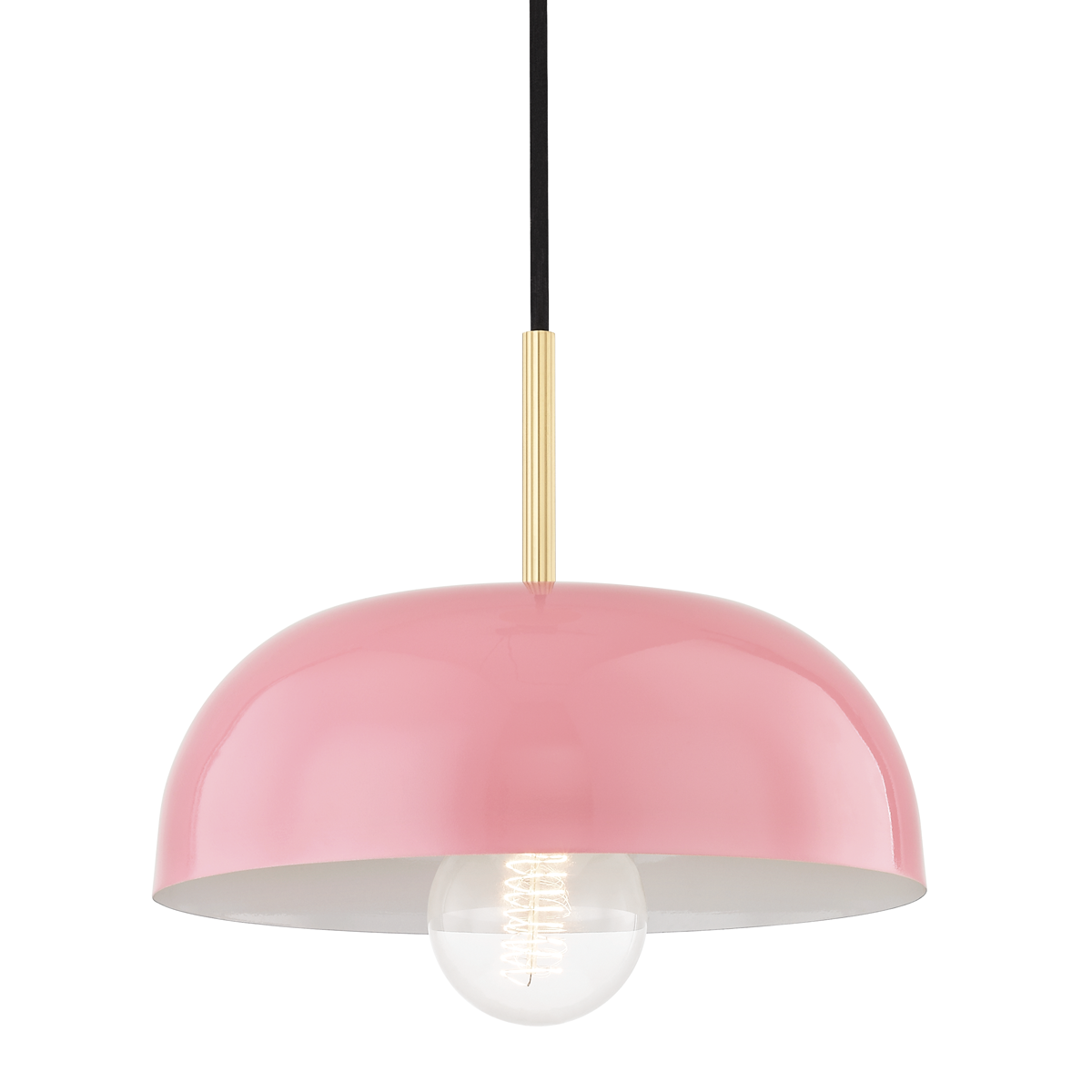 Avery Pendant in Aged Brass/pink Finish