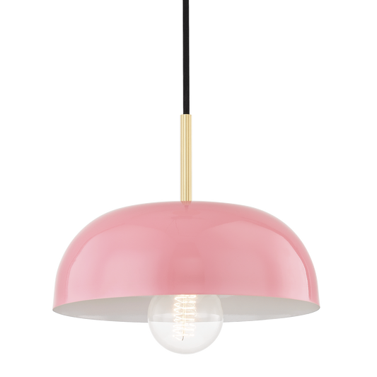 Avery Pendant in Aged Brass/pink Finish