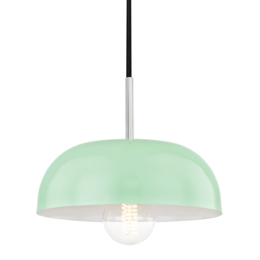 Avery Pendant in Polished Nickel/mint Finish