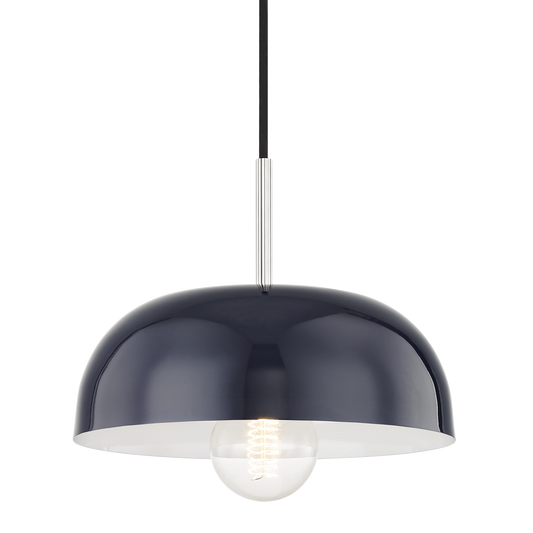 Avery Pendant in Polished Nickel/navy Finish