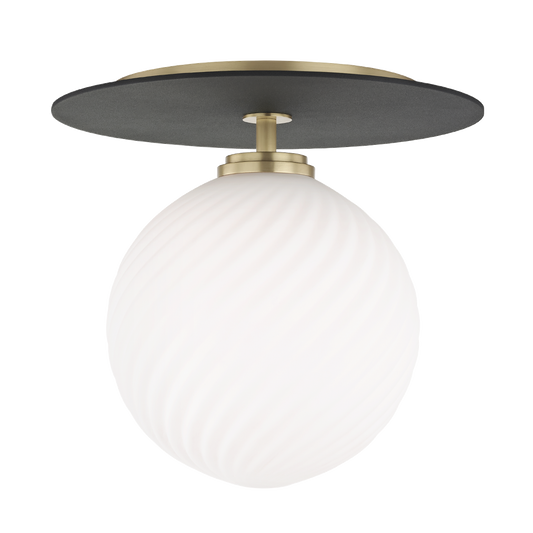 Ellis Semi Flush in Aged Brass/black Finish