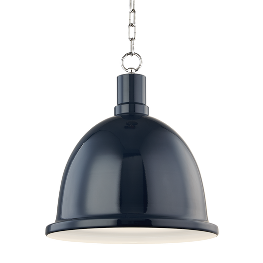 Blair Pendant in Polished Nickel/navy Finish