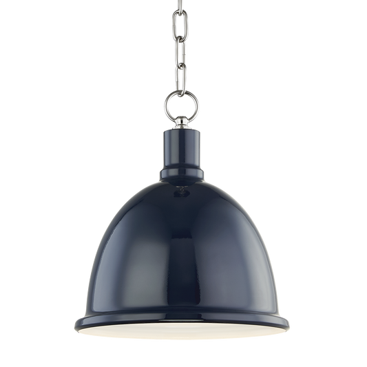 Blair Pendant in Polished Nickel/navy Finish