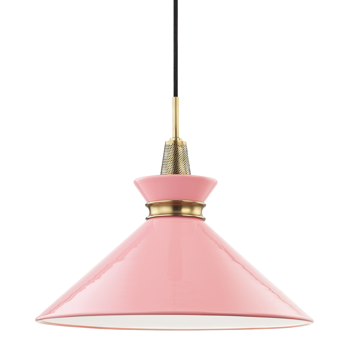 Kiki Pendant in Aged Brass/pink Finish