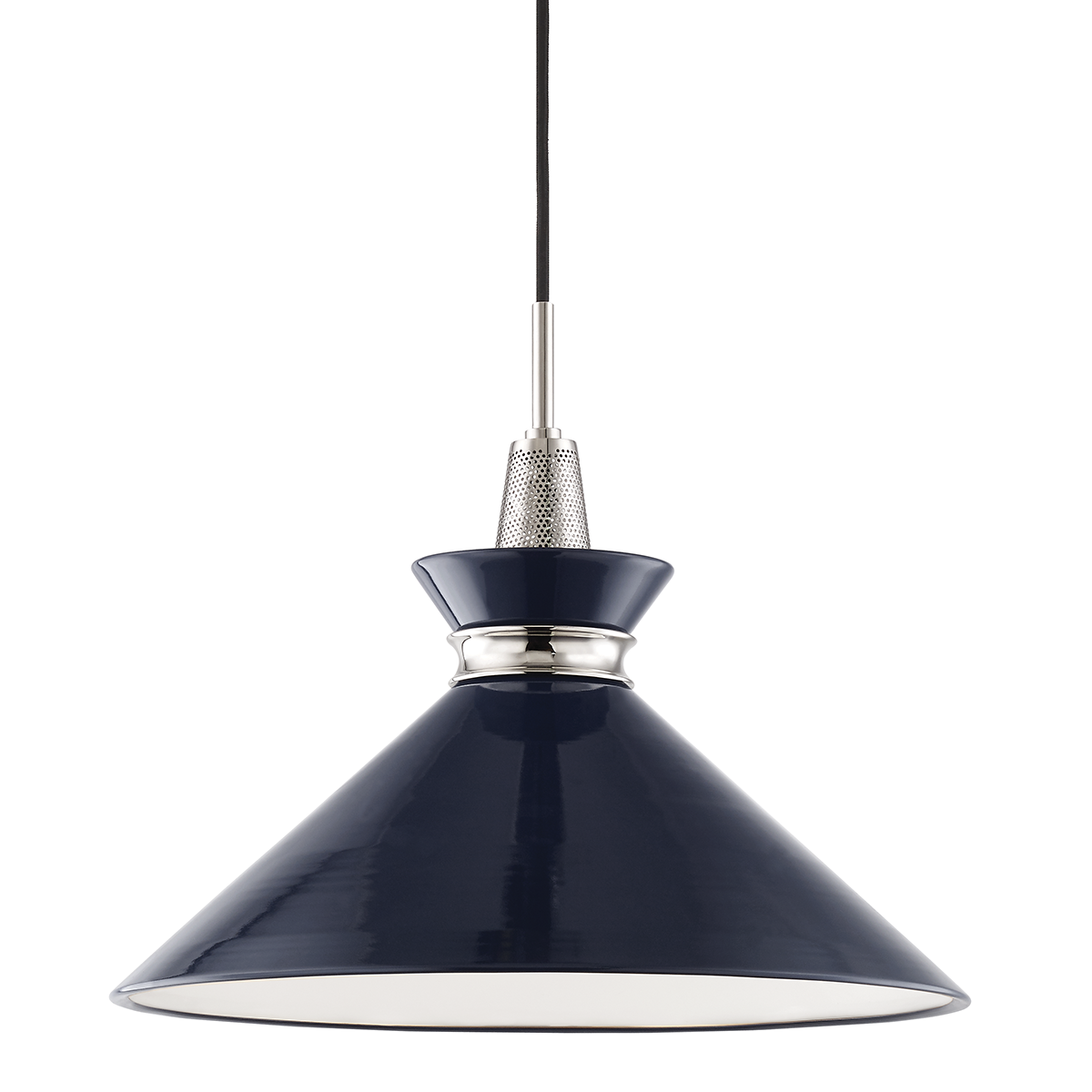 Kiki Pendant in Polished Nickel/navy Finish