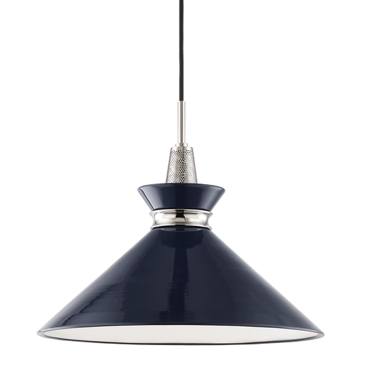 Kiki Pendant in Polished Nickel/navy Finish