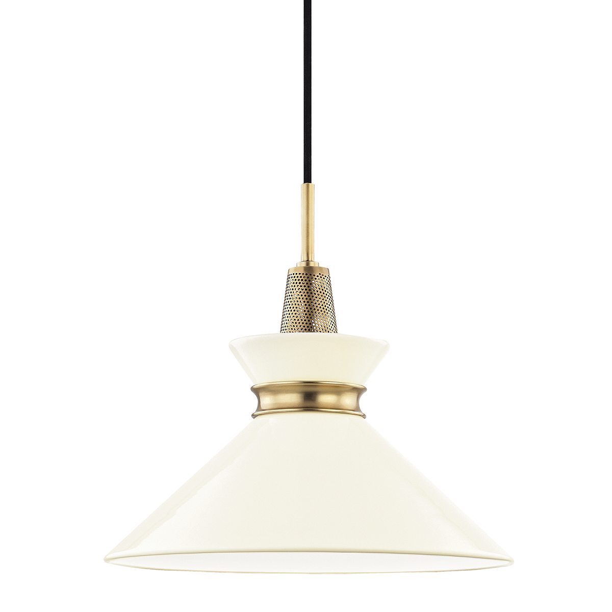 Kiki Pendant in Aged Brass/cream Finish