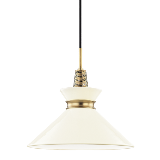 Kiki Pendant in Aged Brass/cream Finish