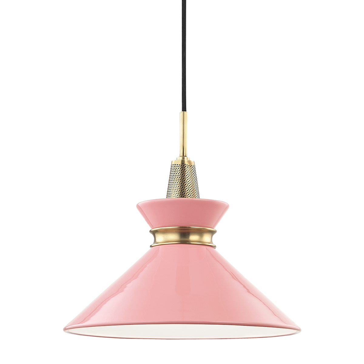 Kiki Pendant in Aged Brass/pink Finish