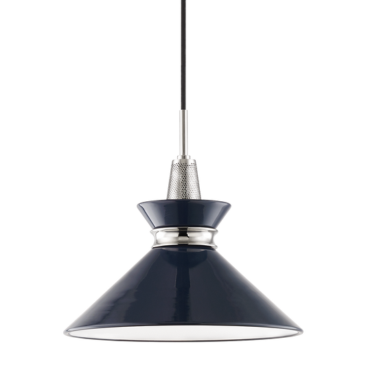 Kiki Pendant in Polished Nickel/navy Finish