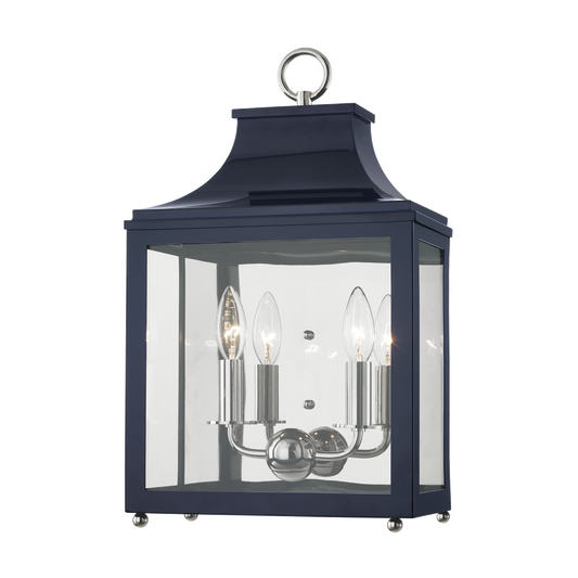 Leigh Wall Sconce in Polished Nickel/navy Finish