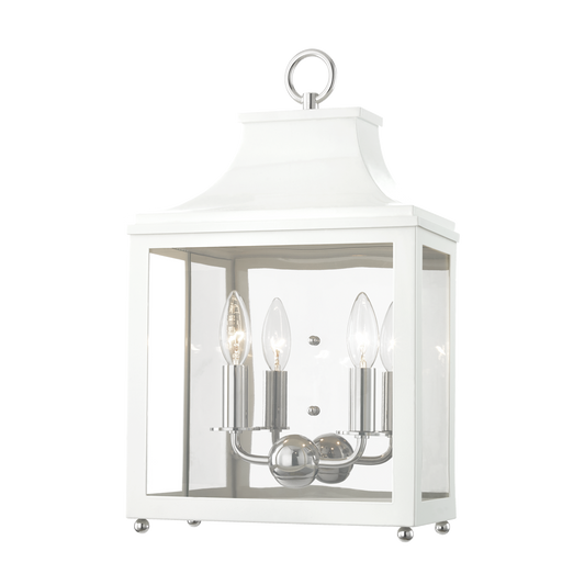 Leigh Wall Sconce in Polished Nickel/white Finish