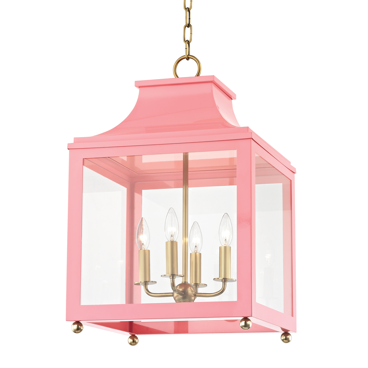 Leigh Lantern in Aged Brass/pink Finish