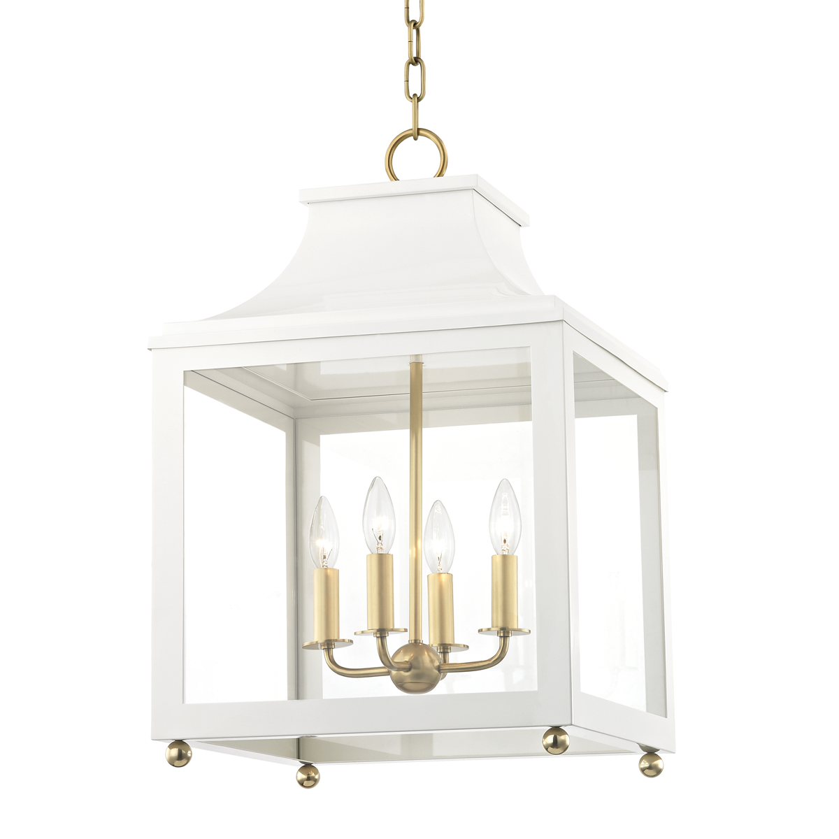 Leigh Lantern in Aged Brass/soft Off White Finish