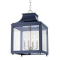 Leigh Lantern in Polished Nickel/navy Finish
