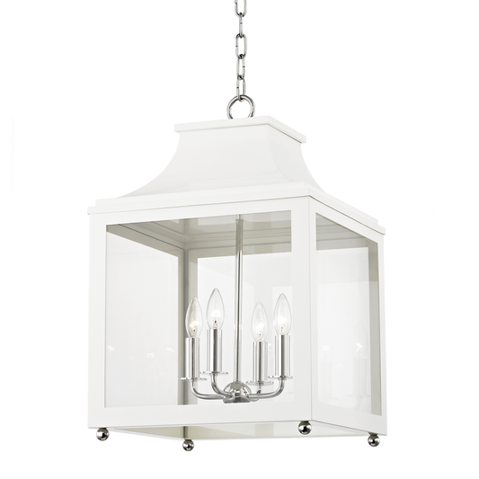 Leigh Lantern in Polished Nickel/white Finish