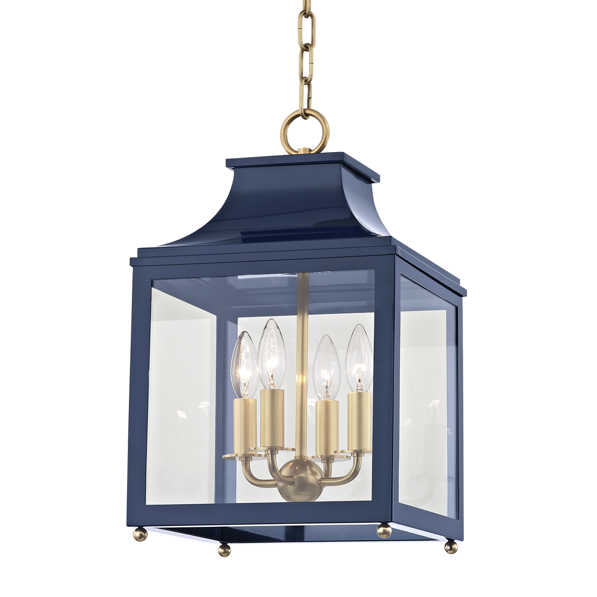 Leigh Lantern in Aged Brass/navy Finish