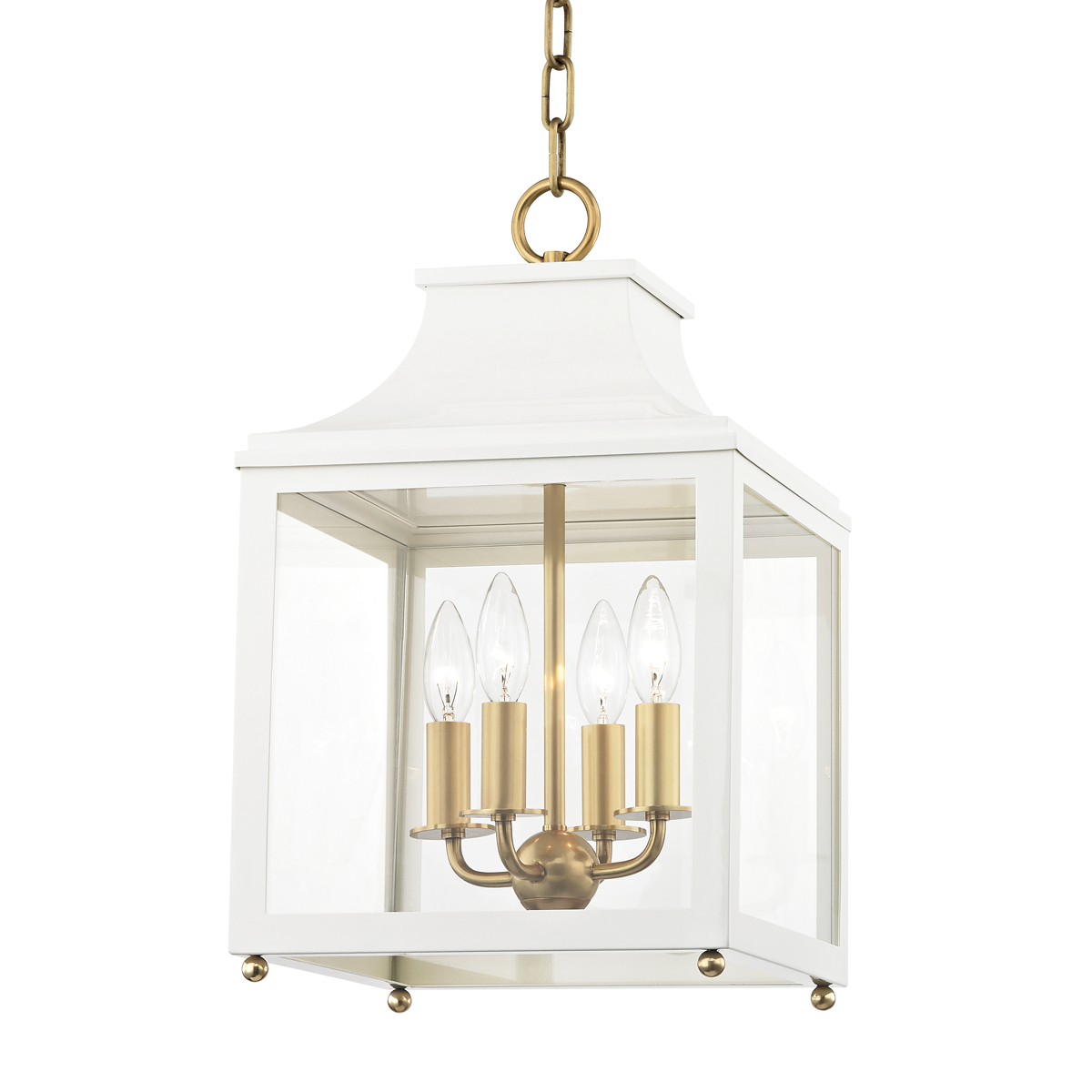 Leigh Lantern in Aged Brass/soft Off White Finish