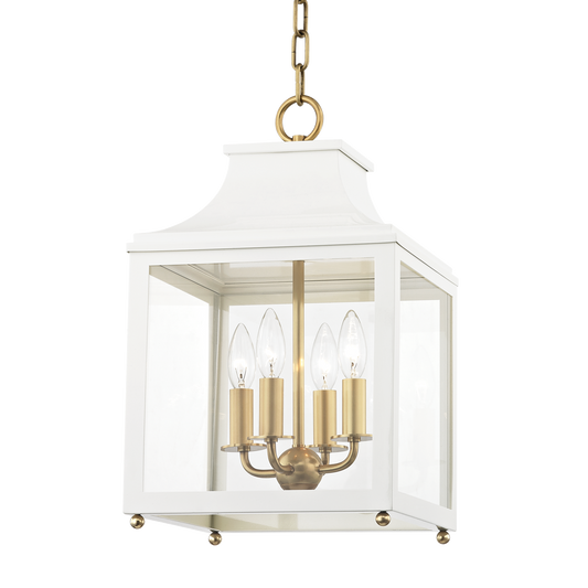 Leigh Lantern in Aged Brass/soft Off White Finish