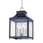 Leigh Lantern in Polished Nickel/navy Finish