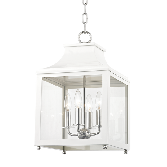 Leigh Lantern in Polished Nickel/white Finish