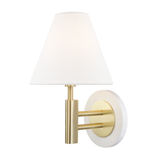 Robbie Wall Sconce in Aged Brass/soft Off White Finish