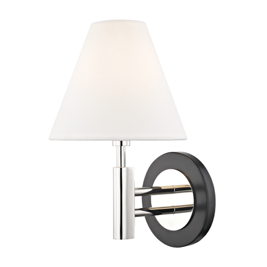 Robbie Wall Sconce in Polished Nickel/black Finish