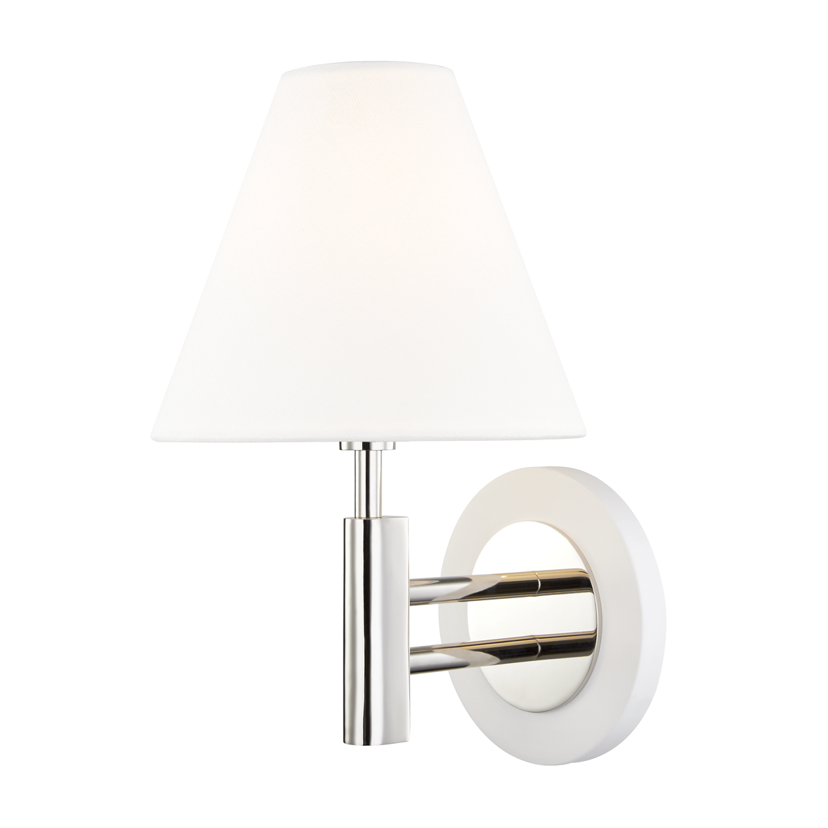 Robbie Wall Sconce in Polished Nickel/white Finish