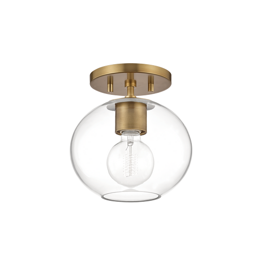 Margot Semi Flush in Aged Brass Finish