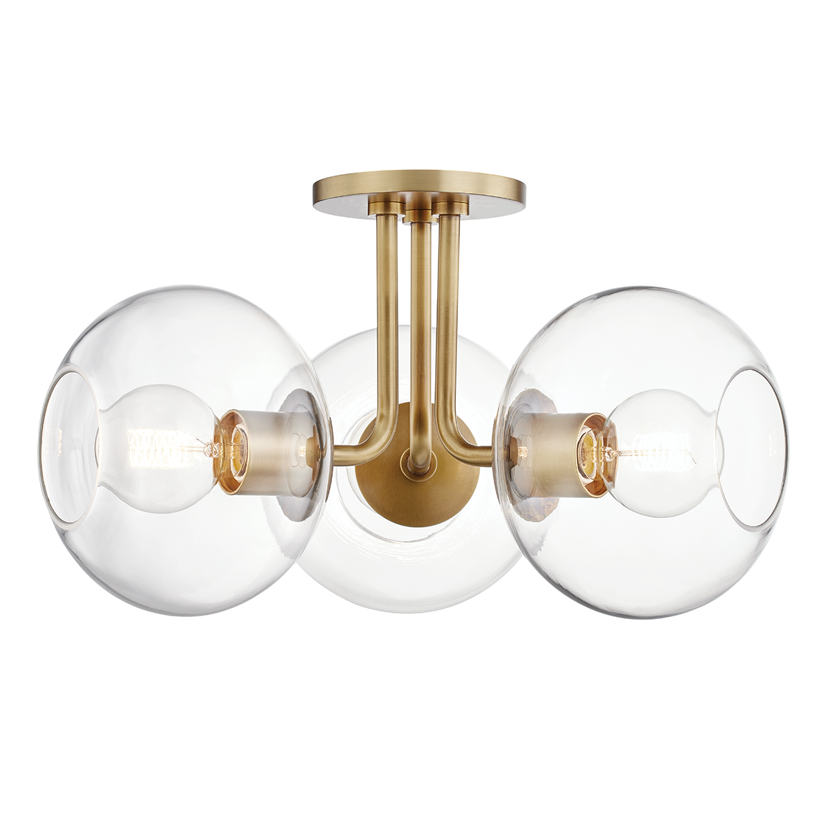 Margot Semi Flush in Aged Brass Finish