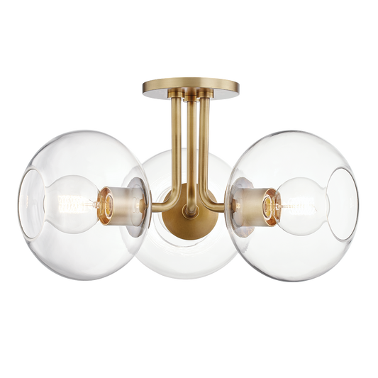 Margot Semi Flush in Aged Brass Finish