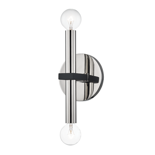 Colette Wall Sconce in Polished Nickel/black Finish