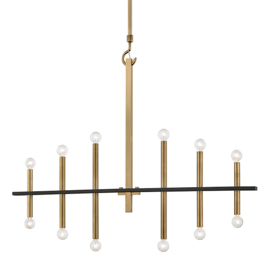 Colette Chandelier in Aged Brass/black Finish
