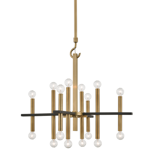 Colette Chandelier in Aged Brass/black Finish
