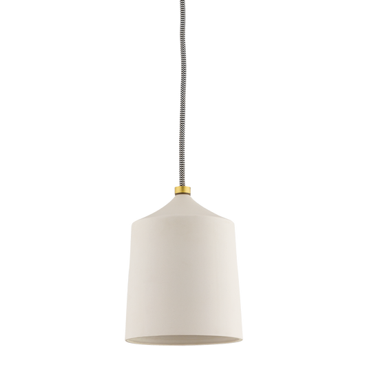 Megan Pendant in Aged Brass/Matte White Finish