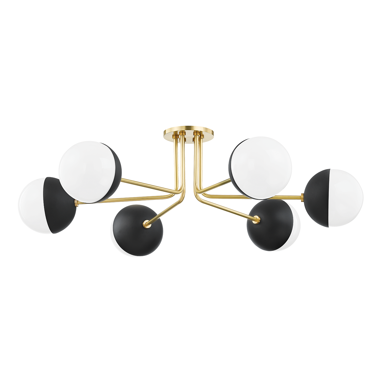 Renee Semi Flush in Aged Brass/black Finish