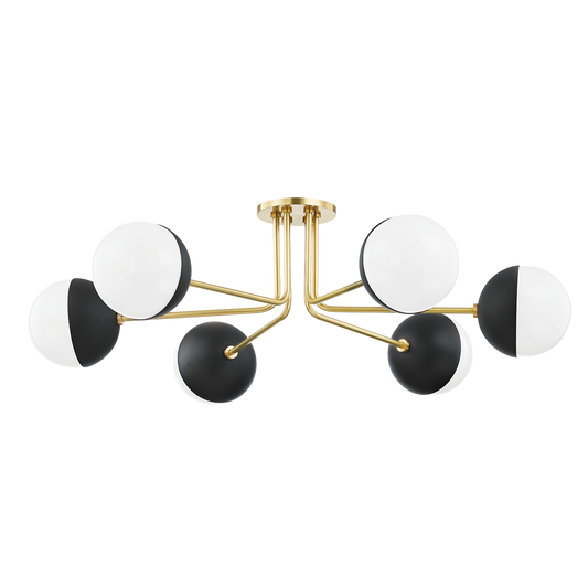 Renee Semi Flush in Aged Brass/black Finish