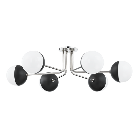 Renee Semi Flush in Polished Nickel/black Finish