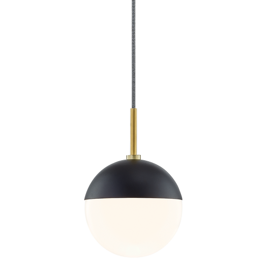 Renee Pendant in Aged Brass/black Finish