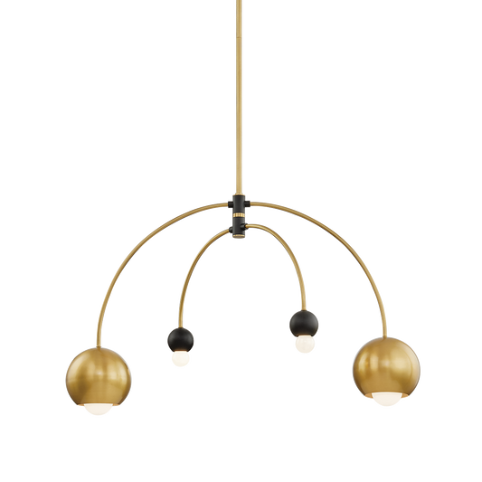Willow Chandelier in Aged Brass/black Finish