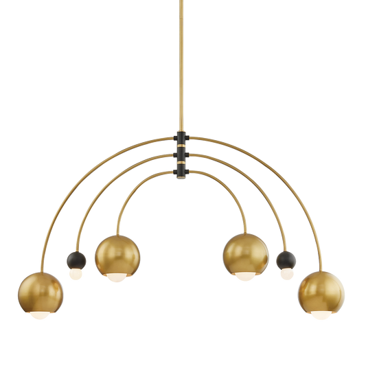 Willow Chandelier in Aged Brass/black Finish