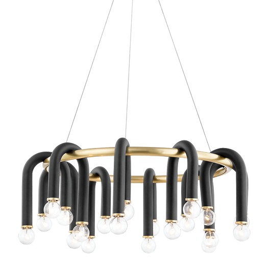 Whit Chandelier in Aged Brass/black Finish