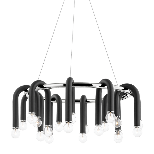 Whit Chandelier in Polished Nickel/black Finish