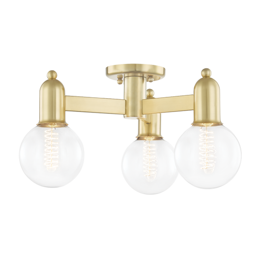 Bryce Semi Flush in Aged Brass Finish