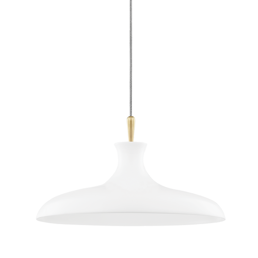 Cassidy Pendant in Aged Brass/soft Off White Finish