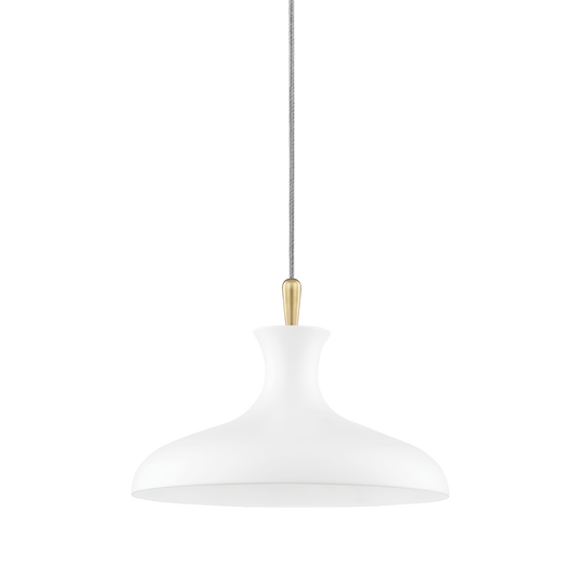 Cassidy Pendant in Aged Brass/soft Off White Finish