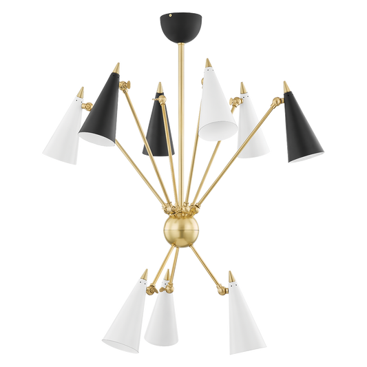 Moxie Chandelier in Aged Brass/black/white Combo Finish