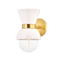 Gillian Wall Sconce in AGED BRASS/CERAMIC GLOSS CREAM Finish